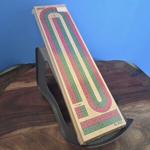 Vintage HOYLE Wooden Cribbage Board #5022 Continuous Track 2 Lane SEALED NEW